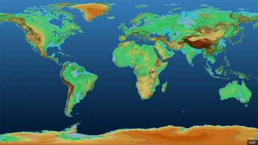 卫星创建地球的3D高度地图