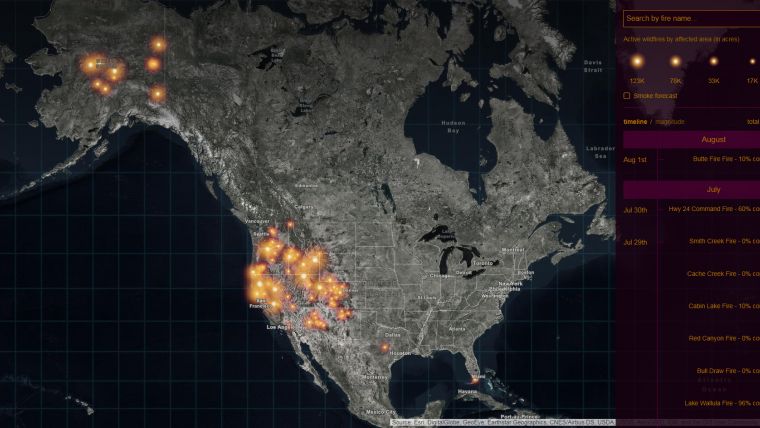 ESRI故事地图Adds Raging Fires Across United States